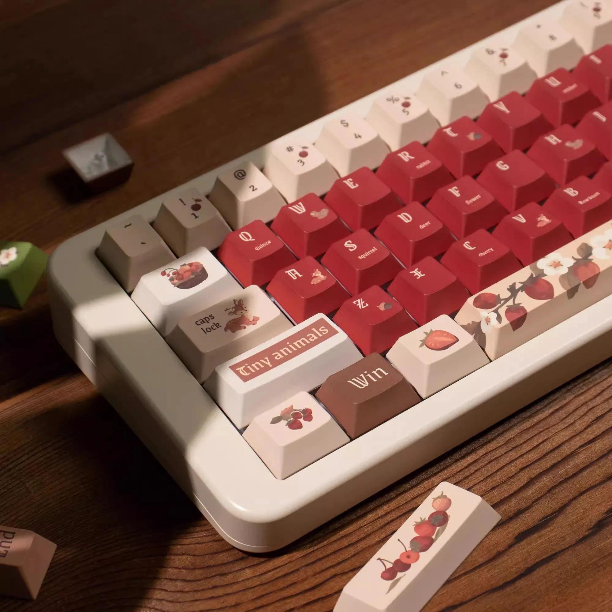 

Burning Lamp Theme Keycaps Set PBT Cherry Profile Keycaps for Mechanical Keyboard Red and White Thickened Custom Keyboard Caps