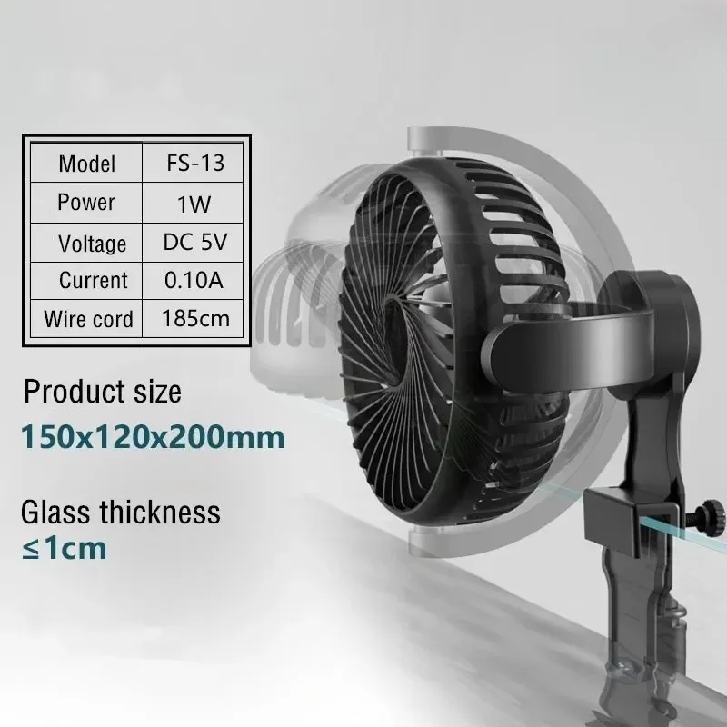 360 Rotating Clip On Aquarium Cooling Fan Adjustable Fish Tank Water Cooler Temperature Control Fan