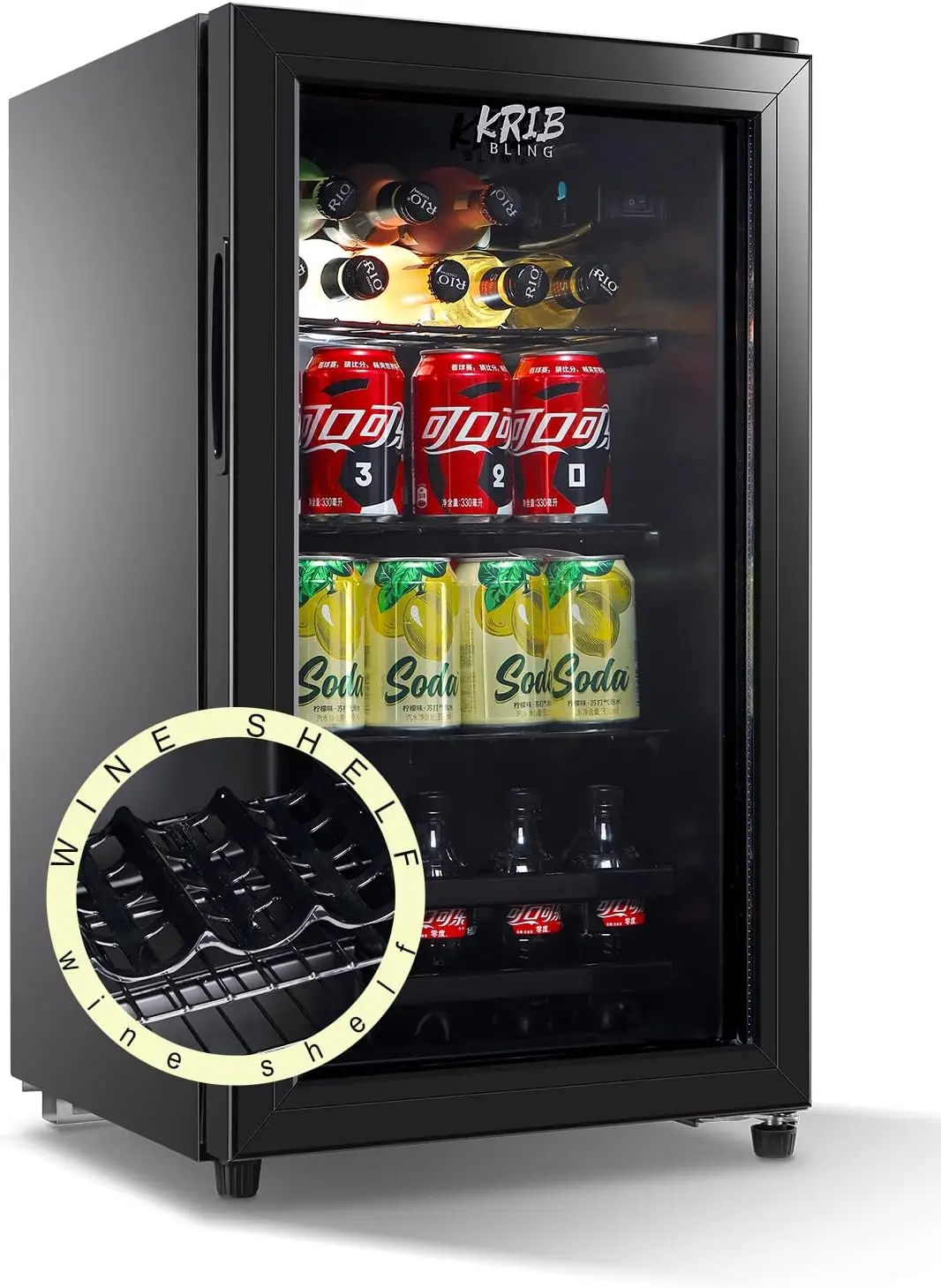 Beverage Refrigerator and Cooler for 120 Cans, Mini Refrigerator with Wire Adjustable Shelving, Small Drink Dispenser Machine