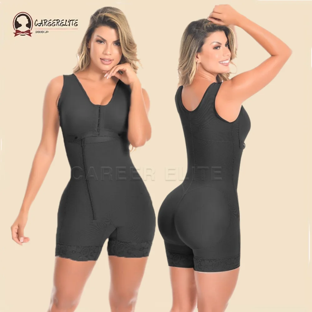 Fajas High Compression Shapewear With Bra Sleeveless Side Zipper Colombianas Slimming Bodysuit  For Women Body Shapers BBL Wear