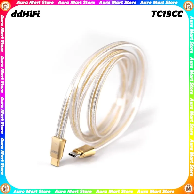ddHiFi TC19CC ゴールド Type-C to Type-C 純銀デジタル信号ケーブル OTG 4N OCC シルバーコア 1m ヘッドフォンアンプケーブル
