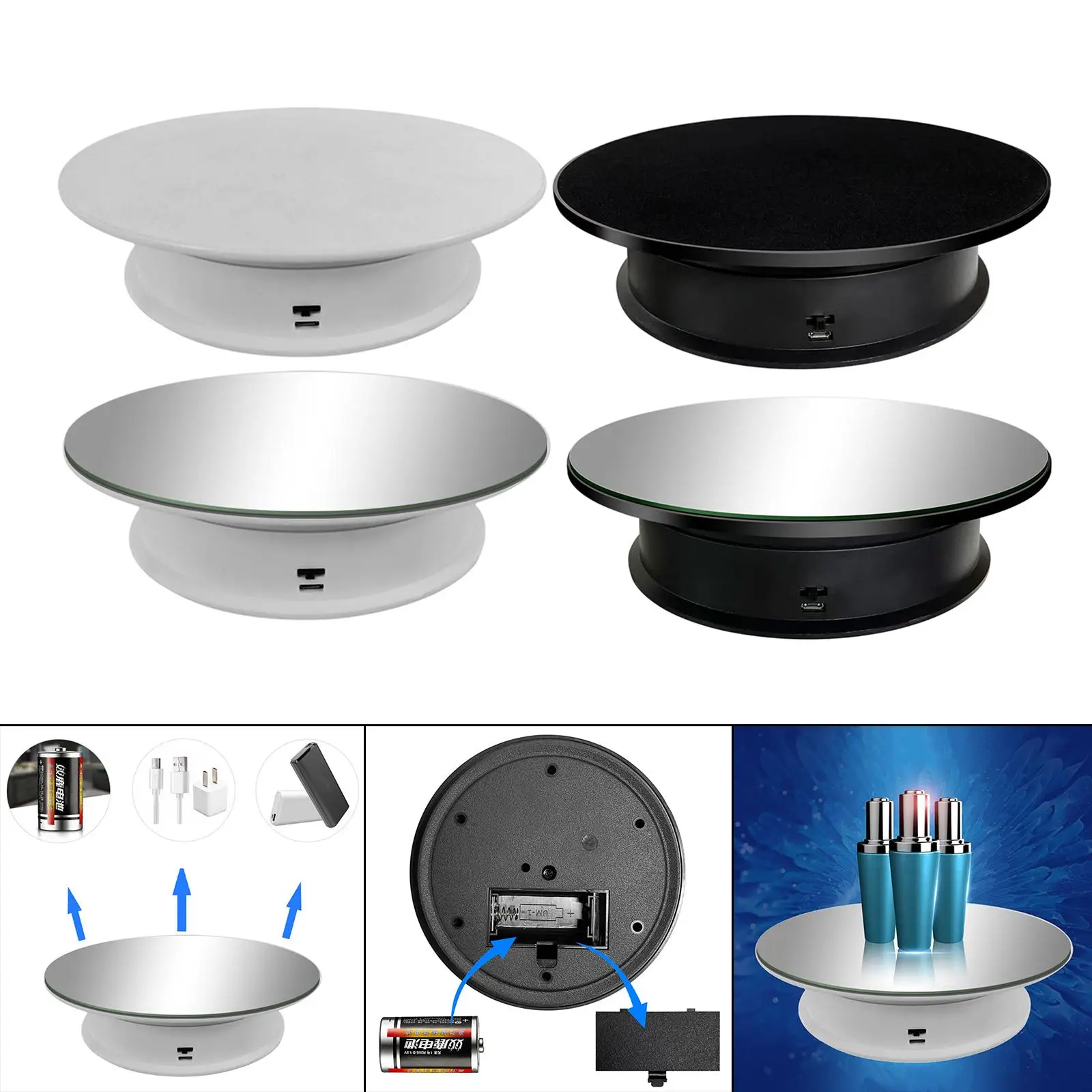 Rotating Display Stand 2r/min. or 3 r/min Adjustable Speed Tray Photography Video Shooting Props Mobile Phone Display