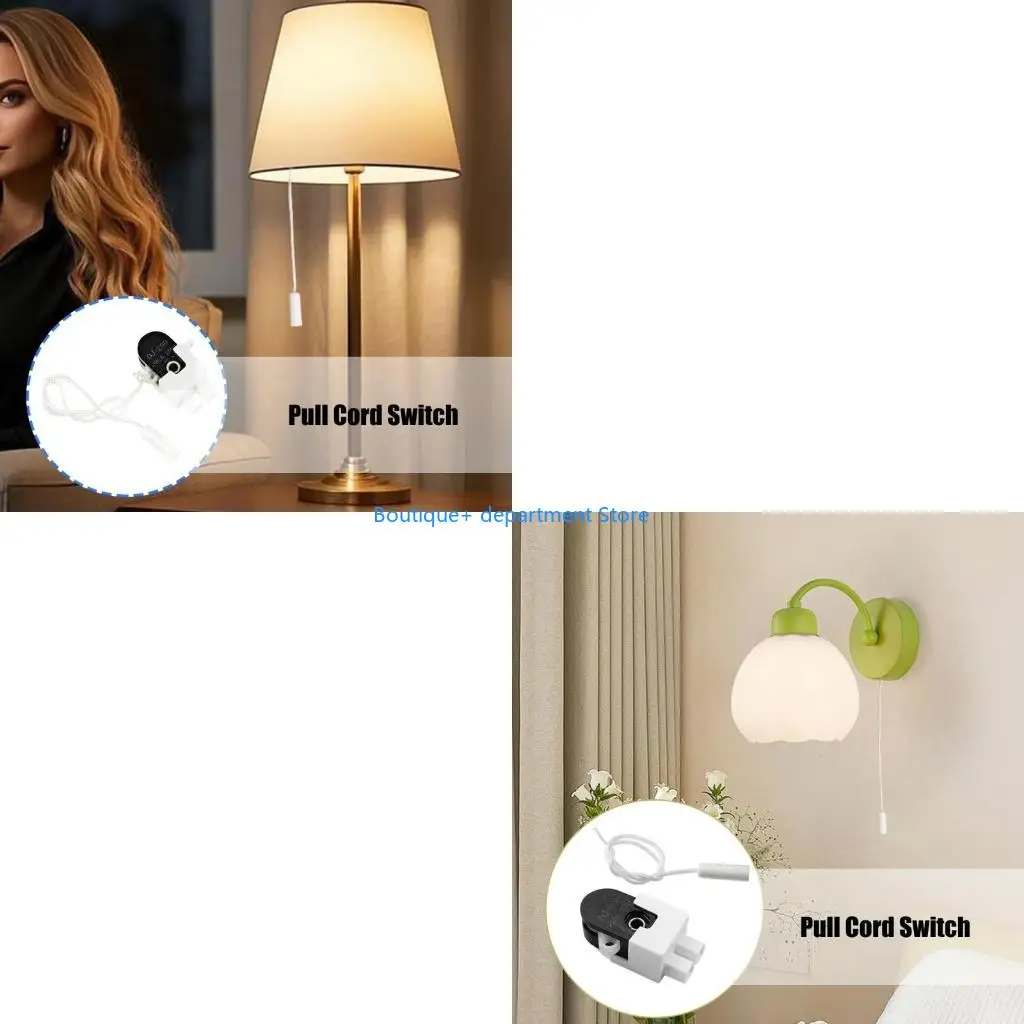 E1PD Multipurpose Pull Chain Switches Set Convenient for Lamp Fixtures Portable Designs Sturdy Plastic Construction 2A