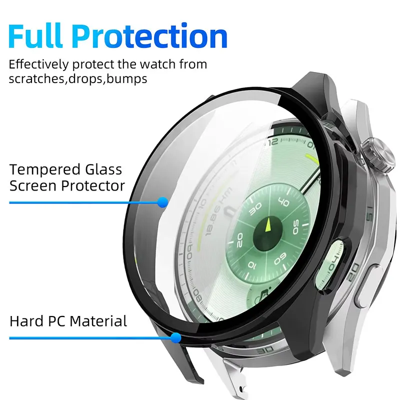 Hard PC Case Glass For Huawei Watch GT6 41mm GT6 Pro 46mm Full Cover Screen Protector Anti-scratch For Huawei Watch GT 6 46mm