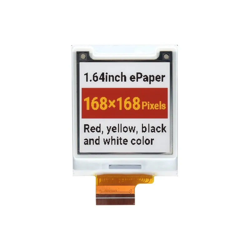 

1.64inch Square E-Paper (G) Disday , 168 × 168, Red/Yellow/Black/White,Low Power, Wide Viewing Angle