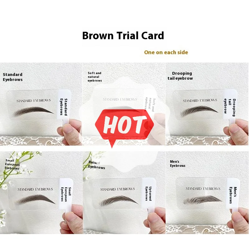 6 pares de tarjetas de prueba con forma de ceja, 6 estilos populares para una selección rápida de clientes, tarjeta con plantilla en forma de ceja, simula el efecto de cejas