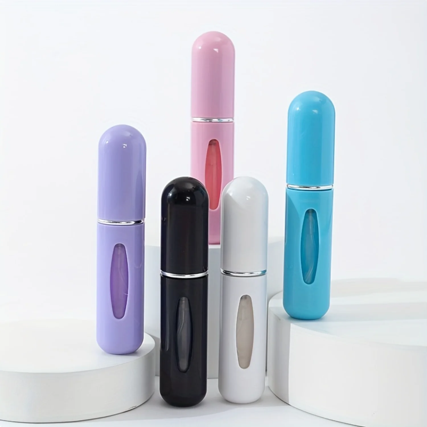 5 шт. Набор распылителей для духов премиум-класса для путешествий — стильные, герметичные, многоразовые мини-бутылки емкостью 5 мл — портативный, многоразовый образец макияжа C