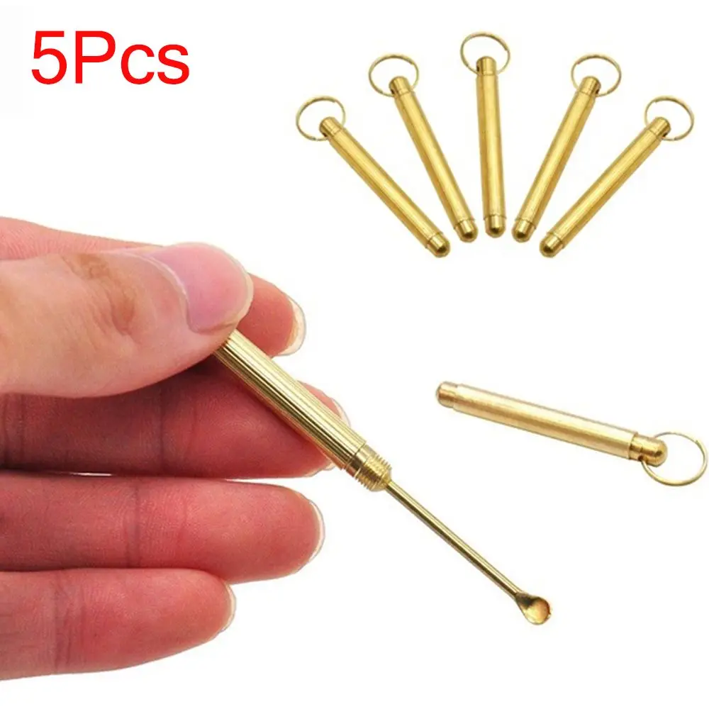 Aço inoxidável Orelha Escavação Colher Set, Espiral Ear Picking Tools, Ear Wax Remoção Ferramentas, 5 pcs