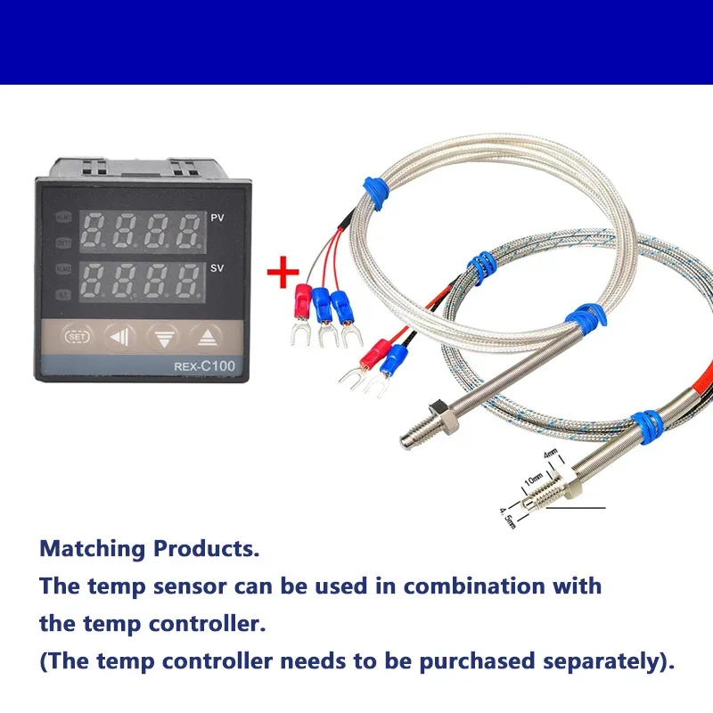 M6 K/PT100 Screw Temperature Sensor High Precision Resistant Cable Thermocouple 600℃ with Spring Sonda De Temperatura Con Resor