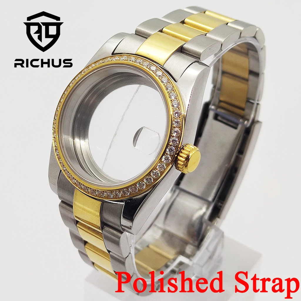 

RICHUS 36/39mm Watch Case Ands Polished Strap Fit NH34 NH35 NH35 ETA2824 PT5000 Miyota8215-DG Movement Watch Accessories