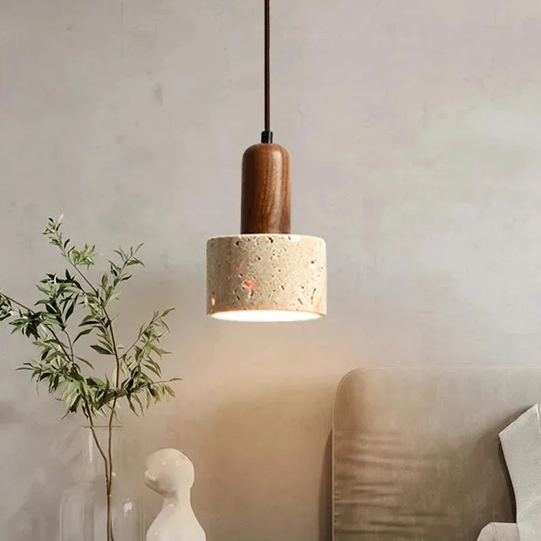 Modern Popular Wabi Sabi Travertine Droplight Over Dining Desk Kitchen Island Yellow Marble Restaurant Decor Pendant Lamp Bedsid