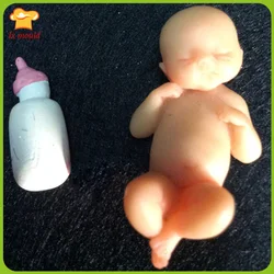 3D Polymer Doll Stamper Fondant Mold Mini Baby Molds New Born Silicone Moulds