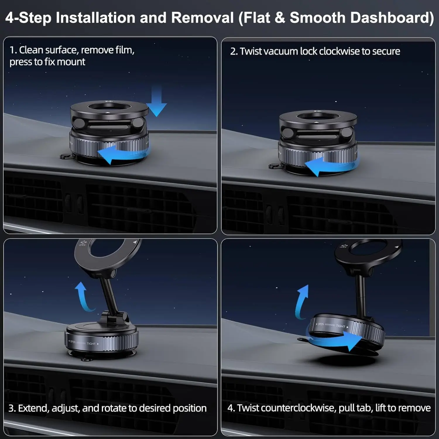 Magnetic Car Mobile Phone Holder Foldable 360° Rotation N52 Strong Suction For iphone 17 Pro Max 16 15 14 Vlog Live Streaming