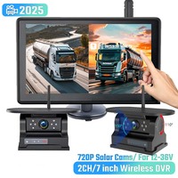 7 Inch Wireless DVR Recorder Touch Monitor 2CH Solar Magnet Wireless Backup IR Night Vision Cameras Kits For Truck Bus Camper