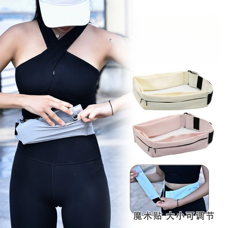 New High-end Sports Running Bag Nylon Waterproof Phone Bag Solid Color Wear-resistant Shockproof Anti-theft Women's Waist Bag