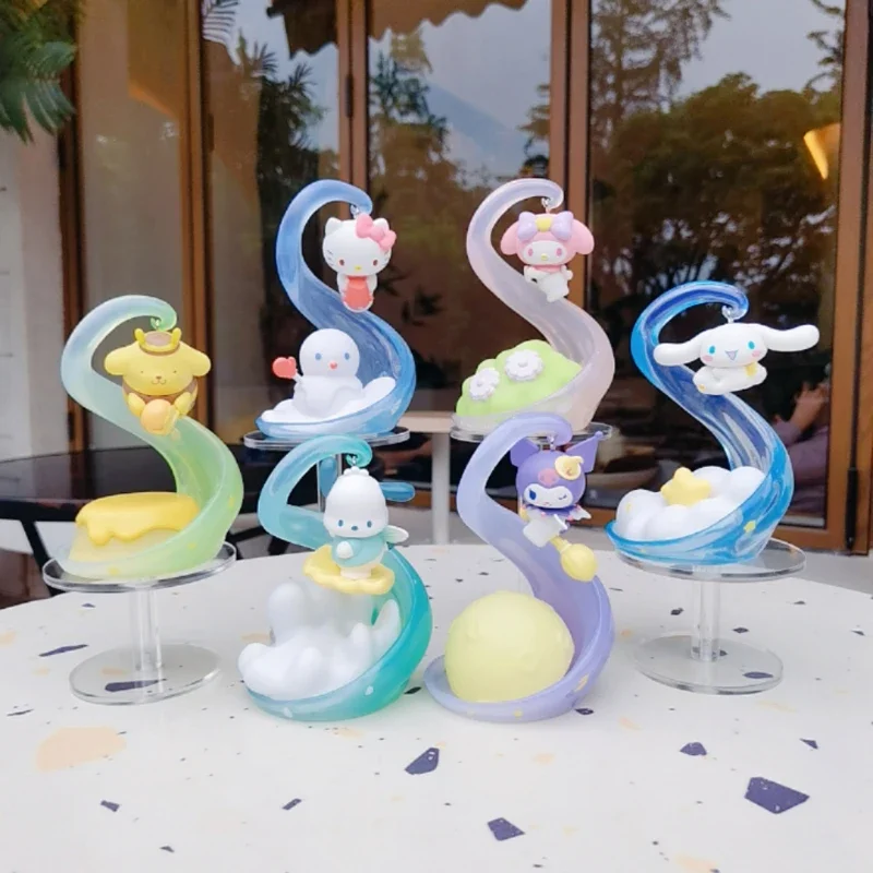 

Фигурка персонажей Sanrio, слепая коробка, ночник, настольная лампа, натуральный эльф, серия украшений, Kuromi My Melody, игрушка Hello Kitty Pochacoo