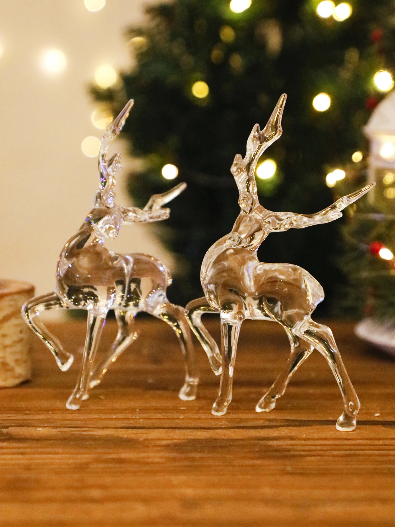 Christmas Crystal Reindeer Ornaments, Transparent Acrylic Deer Figurines, Festive Table Decor for Xmas Tree, Home & Party Gifts