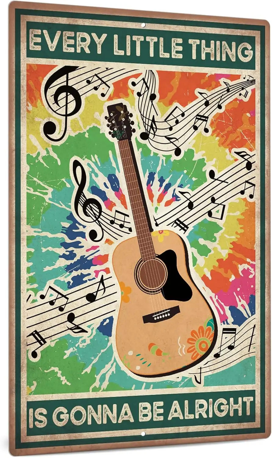 Guitar Music Canvas Wall Art Painting Every Little Thing Is Gonna Be Alright Canvas Painting Vintage Posters Wall Art Gifts