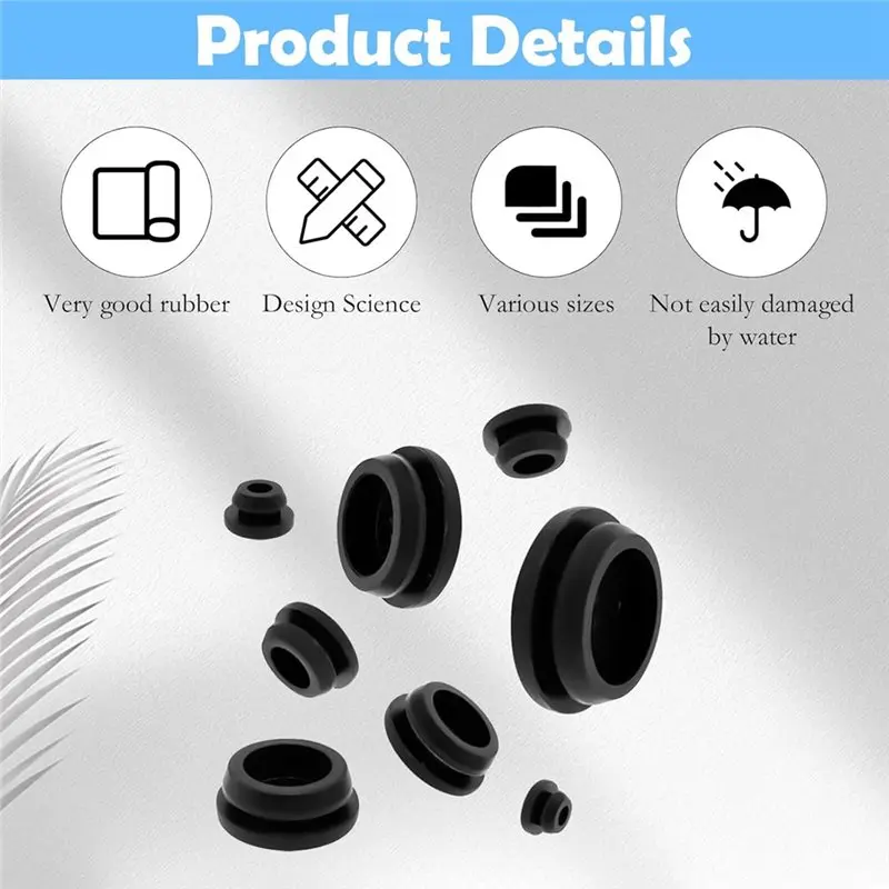 AA51 Rubber Plugs For Round Holes, 125Pcs Black Rubber Plug Box, Variety Of Size Silicone Tools