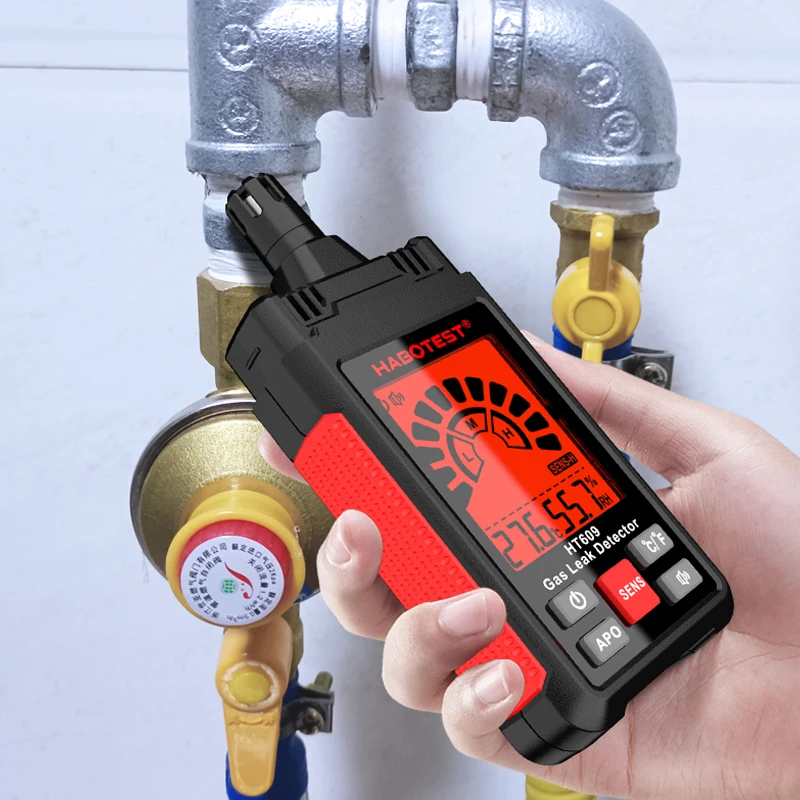 Habotest HT609 Carbon Monoxide and Natural Gas Leak Detector with Temperature & Humidity Meter 1-Year Warranty LCD Display