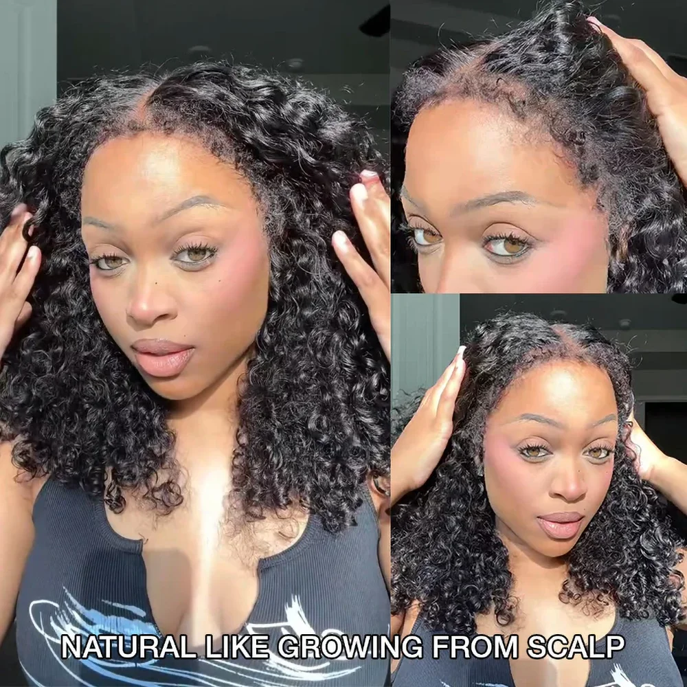 Geeta Curly Wigs Bob Wig 13x4 Kinky Curly Lace Front Human Hair Wig 100% Bob 4C Edges Frontal Wig Human Hair Short Wig for Women