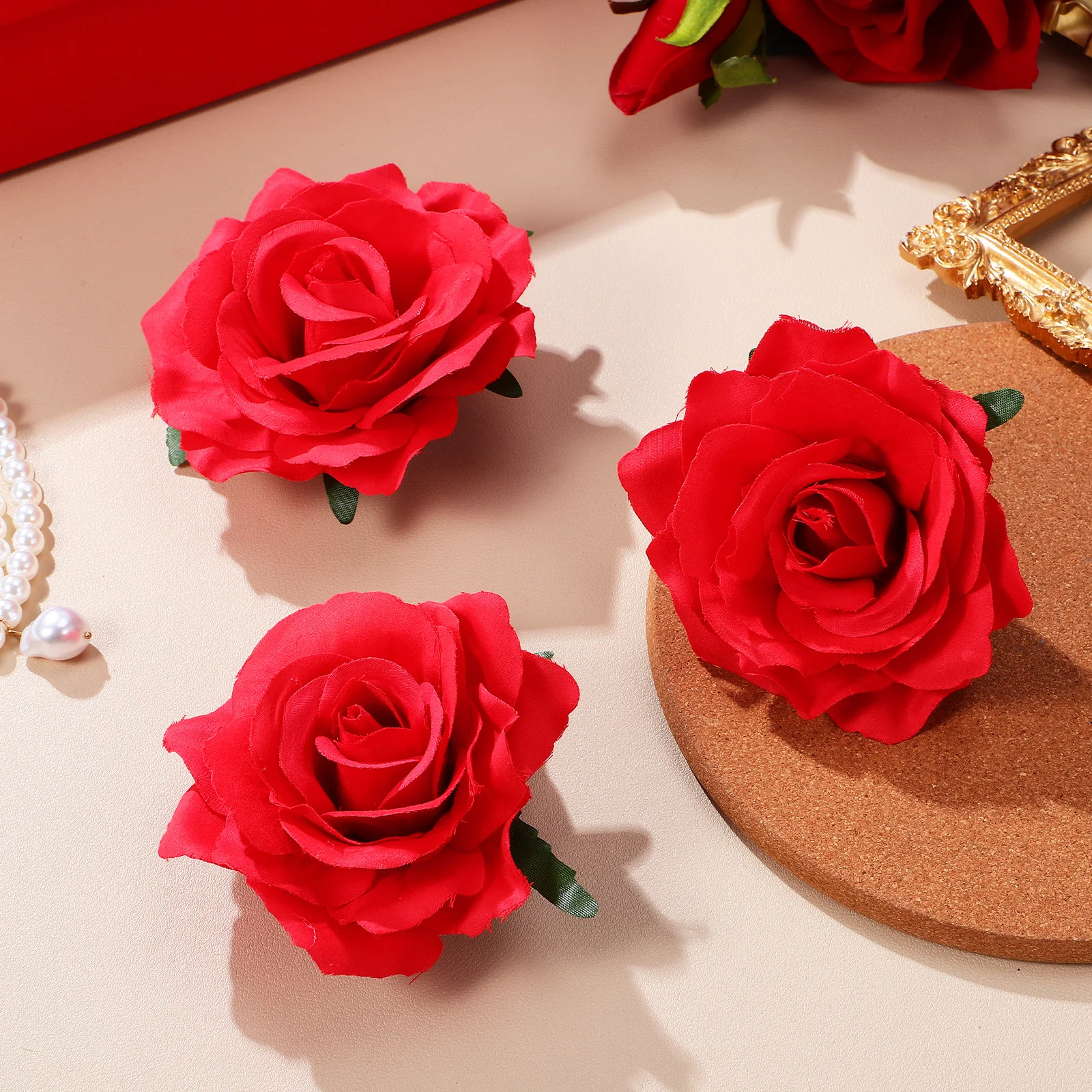 

12 Pcs Rose Hair Clips Realistic Fabric Flowers Durable Wedding Bridal Flower Headpiece Accessories Hair Decor