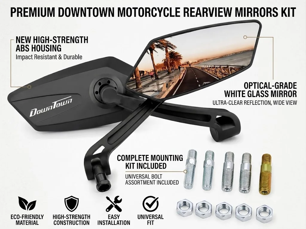 High Strength ABS Motorcycle Rear view Mirrors Adjustable With logo For KYMCO DOWNTOWN 125i 200i 300i 350i DT 125 200