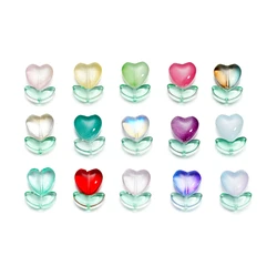 20pcs 12mm Heart Shape Czech Crystal Glass Bead Multicolor Glaze Loose Love Spacer Beads for Jewelry Making DIY Necklace Earring
