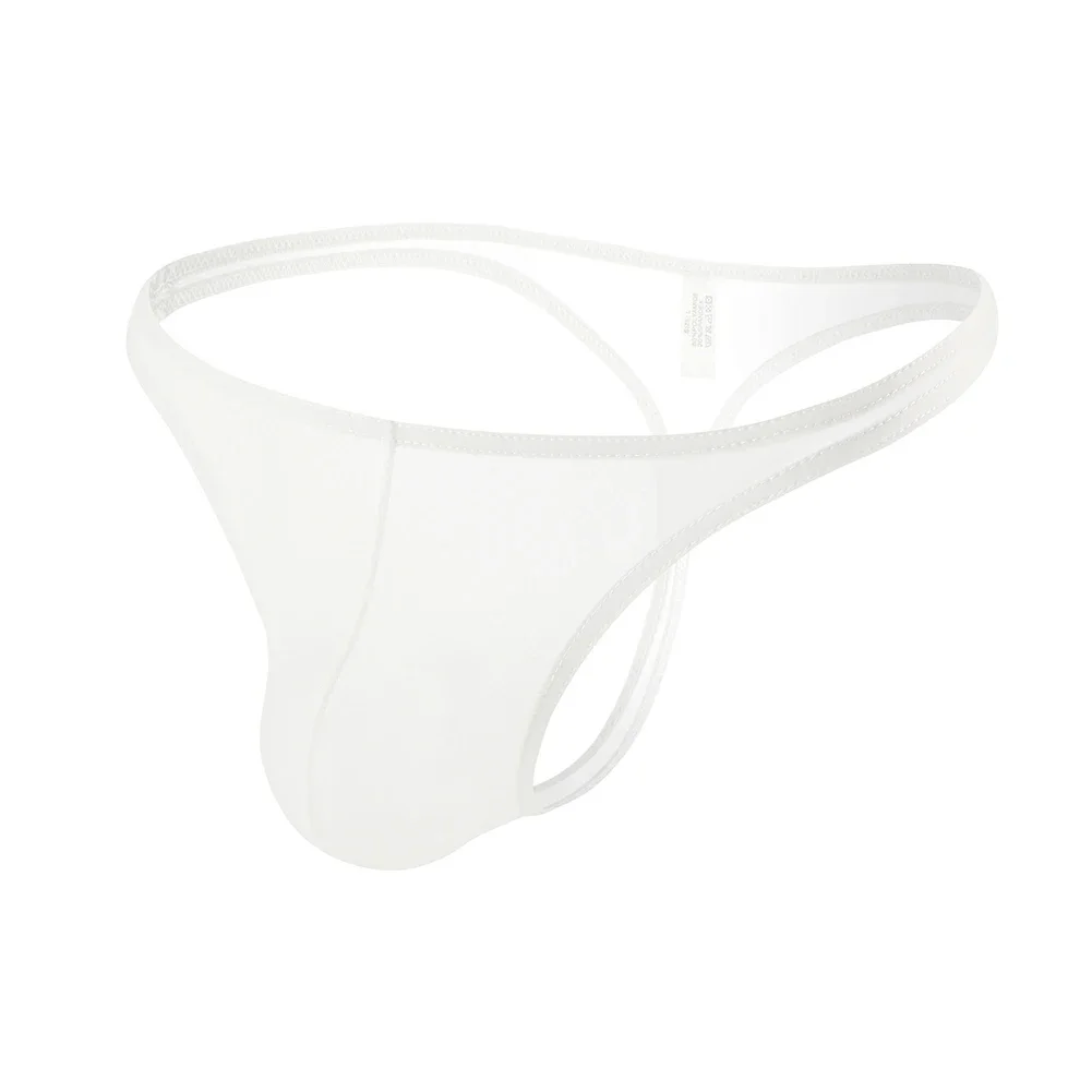 String en maille Sexy pour hommes, sous-vêtements avec poche bombée, toutes saisons, ajustement confortable, tissu en soie glacée léger