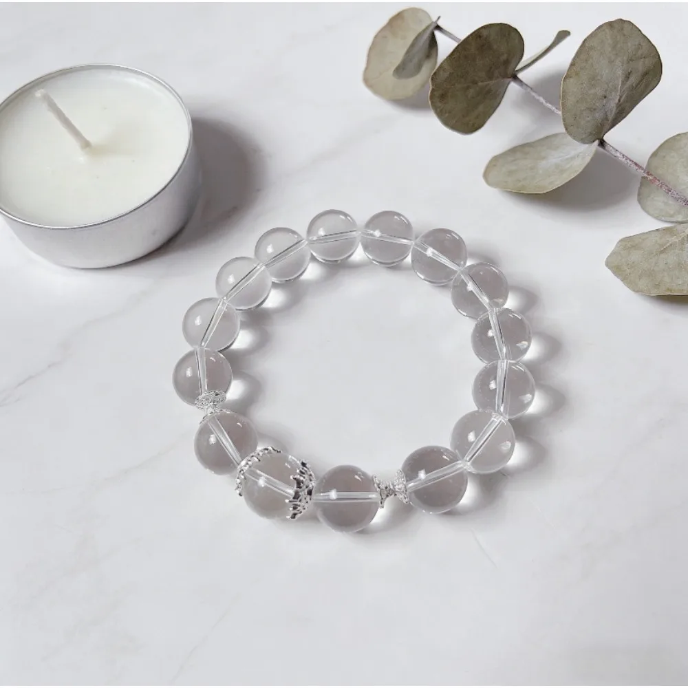 KITYKISS Ultra-clear K9 White Crystal Women's Bracelet with Rose Quartz Lucky Beads - Meditation and Spiritual Practice Gift
