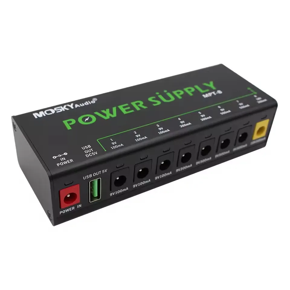 MOSKYAUDIO MPT-8 Guitar Effect Pedal 8 Isolated DC Output/ 5V USB Output for 9V 100-500Mah 18V 300Mah  POWER SUPPLY