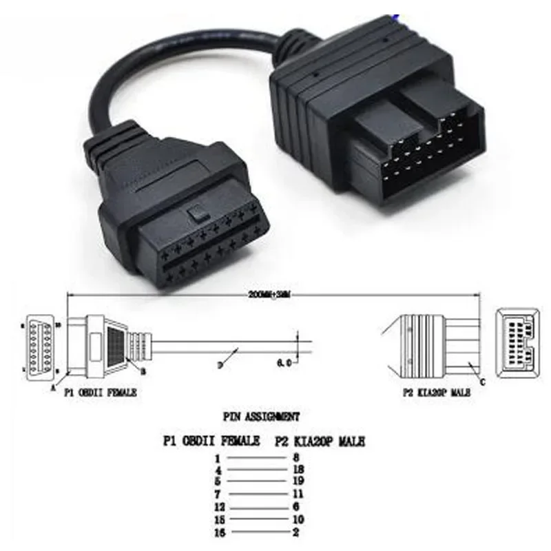 For KIA Sportage Diagnostic Cable OBD 20 Pin To 16pin Car Diagnostics Adapter 20 Pin for KIA 20pin OBD2 Car Connector