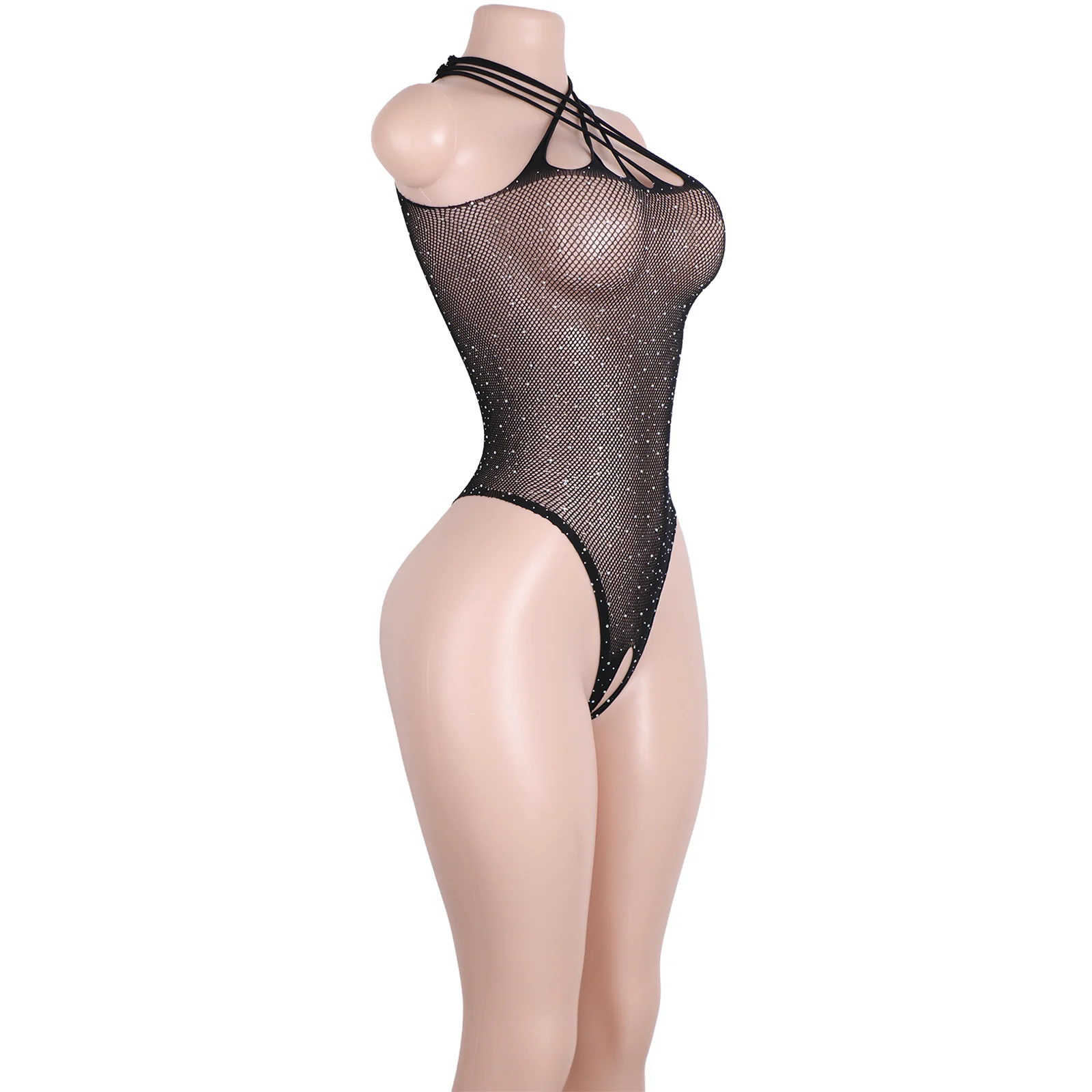 Thong Fishnet Mesh Bodysuit Sexy Lingerie Dance Outfits Exotic Clubwear Performance See-Through Costumes Apparel Event Dresses view 3