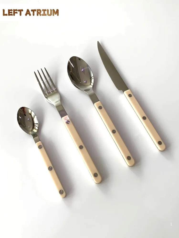 Stainless Steel French Knife, Fork and Spoon Set, Western Steak Dinnerware, Kitchen, Kitchen, Barware, 4Pc Set