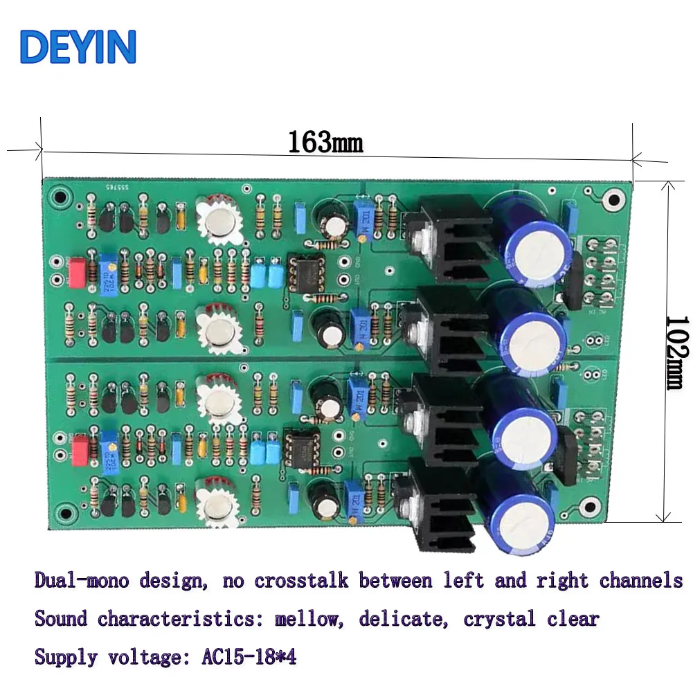 

JC-2 Ultra Low Distortion Field Tube Fully discrete Class A Warm Sound Preamplifier Board Ultra lowdistortion field tube fully