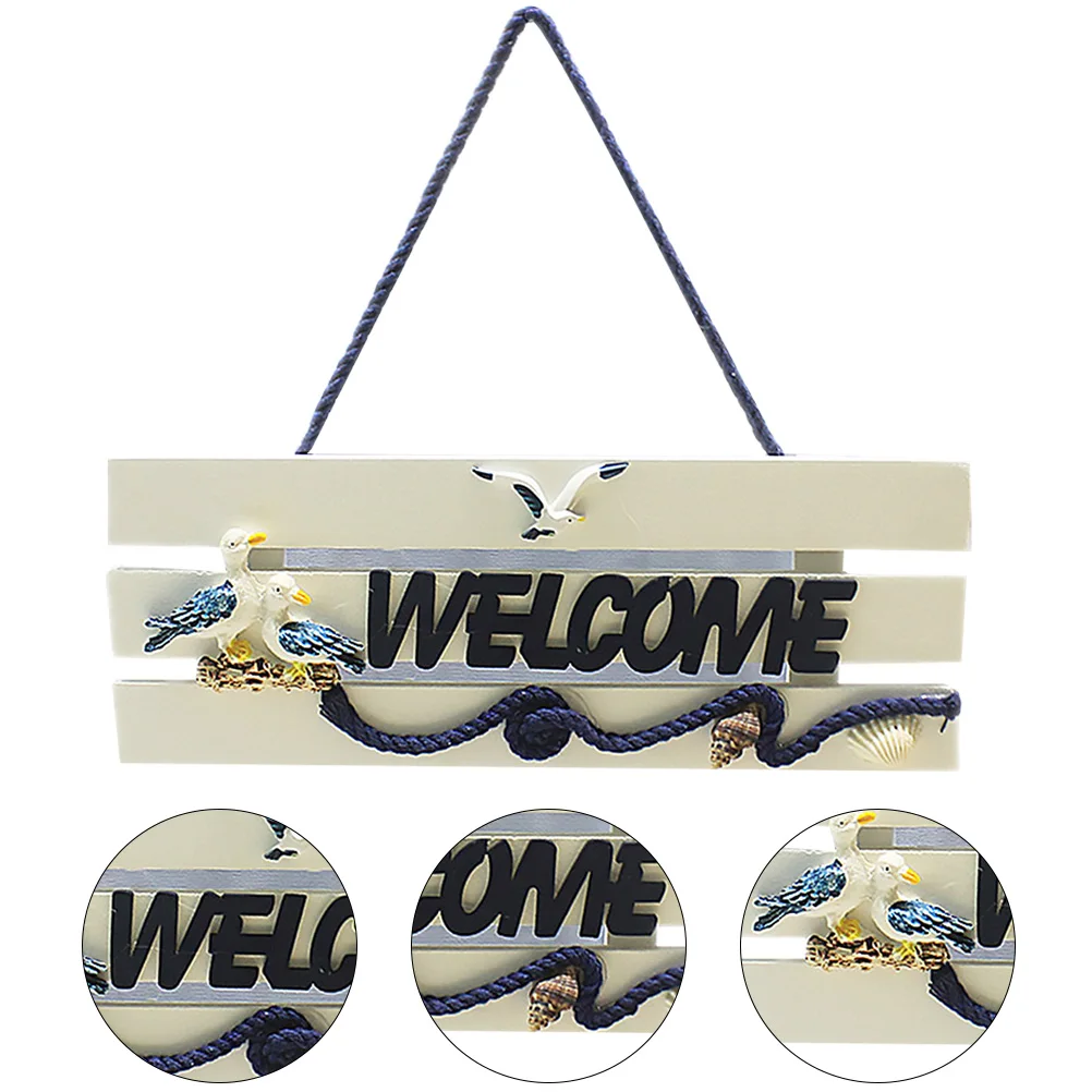 1 قطعة خشب الصنوبر ترحيب علامة معلقة لوحة الباب نمط البحر الأبيض المتوسط الإبداعية بحري جدار زخرفة للمنزل متجر استوديو ديكور #4