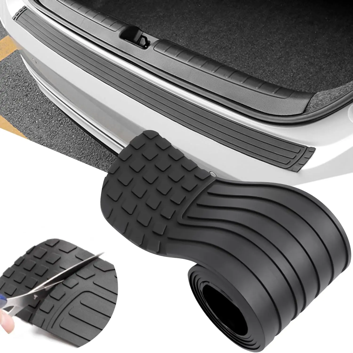 

Trimmable Car Bumper Protector 41x3.4in- Anti-Scratch Rubber Guard,Universal Non-Slip SUV/Truck,No Drill Adhesive with Wet Wipes