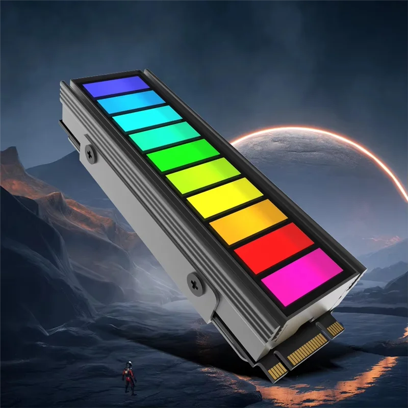 Nieuw - Solid State Drive Cooler Ingebouwde ventilator Harde schijf Heatsink Lichtbalk Sync Computeraccessoires A