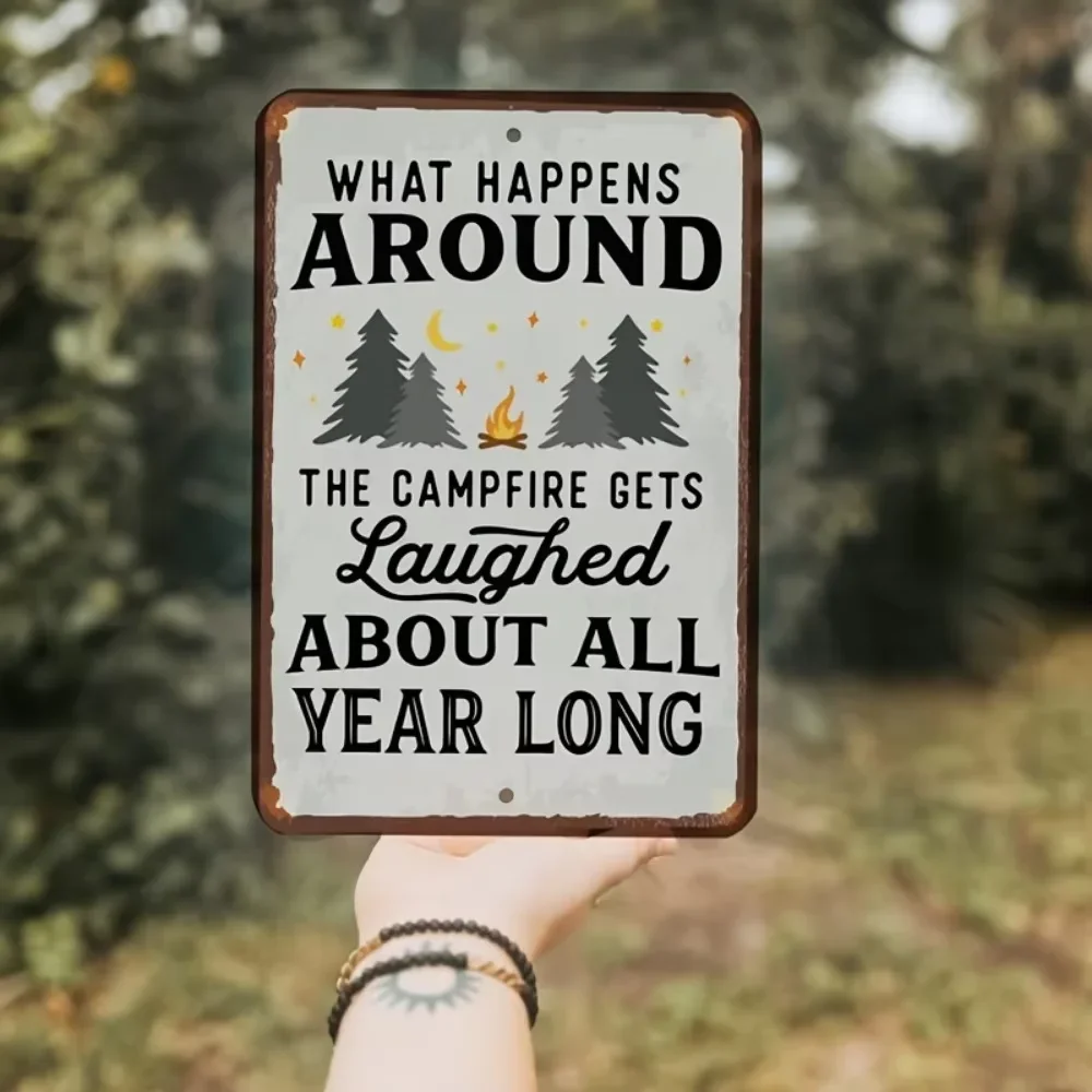 

Rustic Home Decor，Fun Camping Iron Tag Classic Look, Weatherproof, Ideal For Campfires