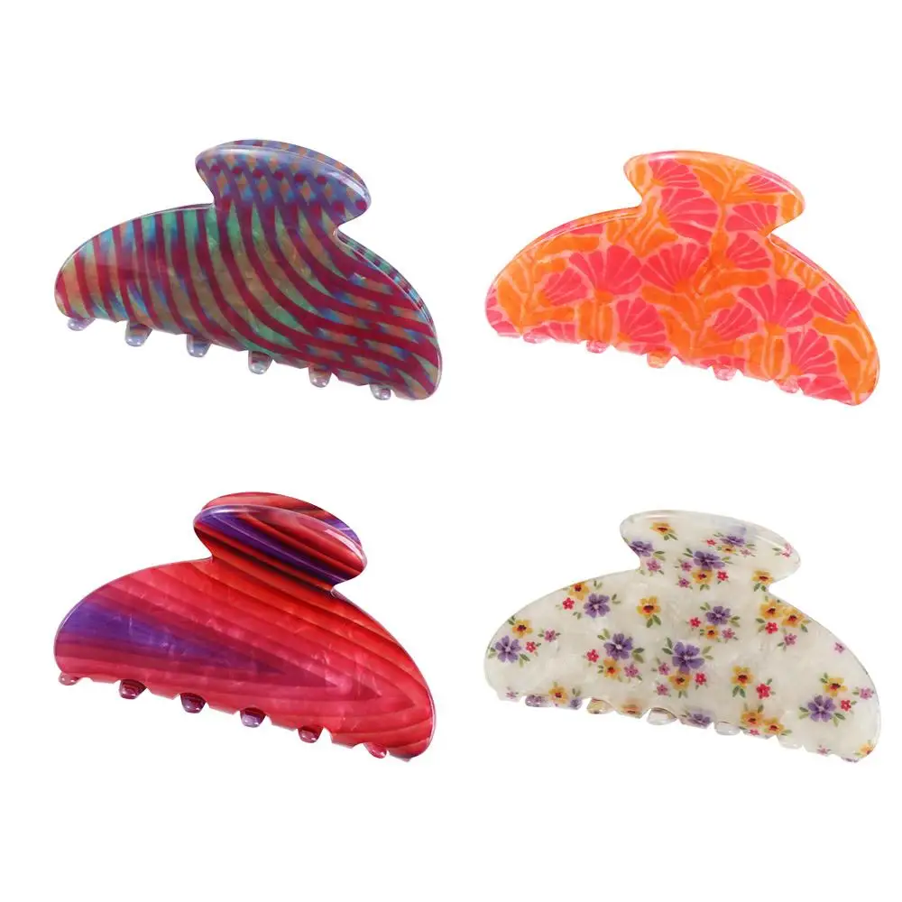 

Cute Colorful Flower Hair Claw Acrylic Headwear Hair Claw Clip Hair Accessories Ponytail Holder Acrylic Shark Clip Back Of Head