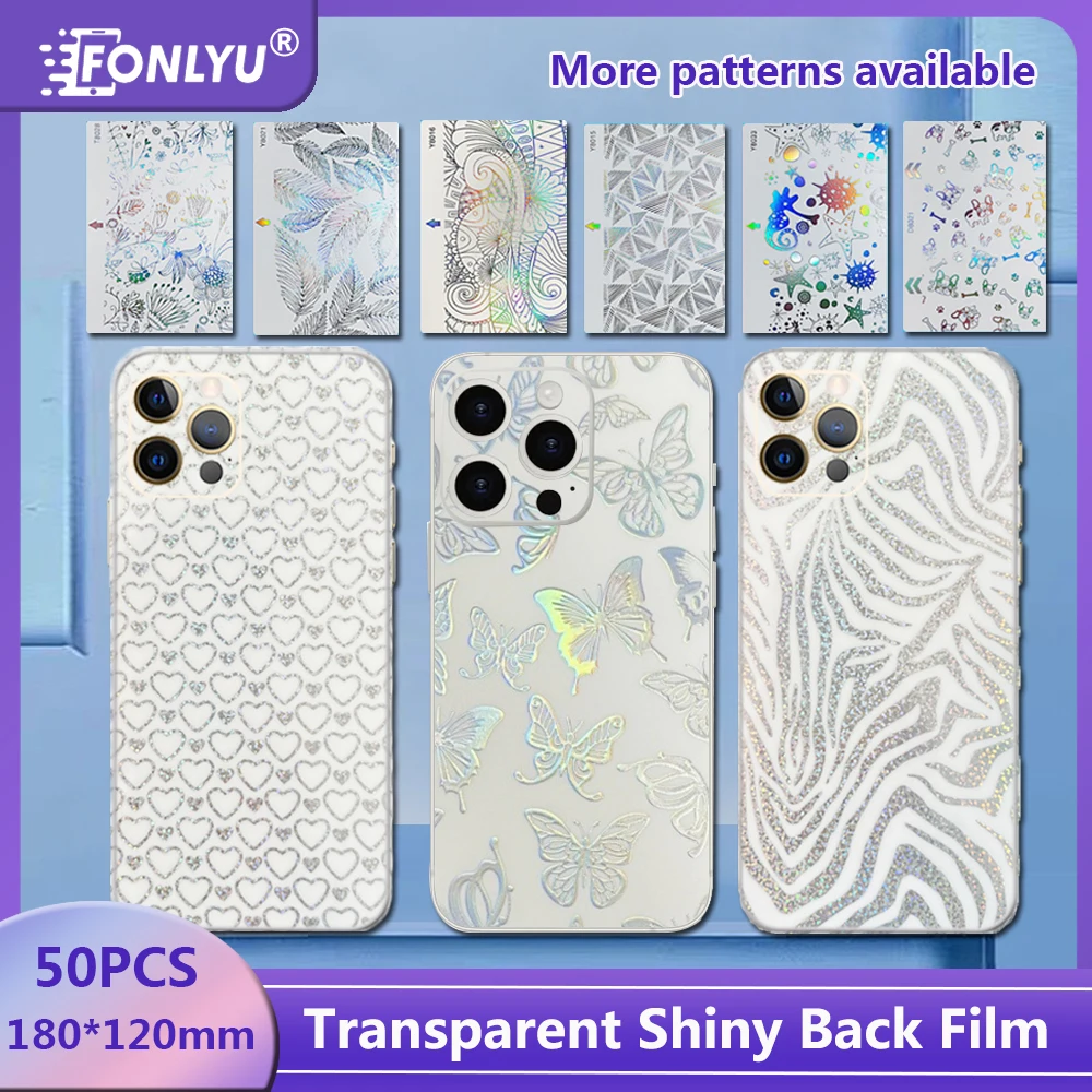 

FONLYU 50 шт. прозрачные наклейки на кожу телефона, задние Micas для защитной пленки для экрана, машина для резки, декоративная пленка для лазерной печати