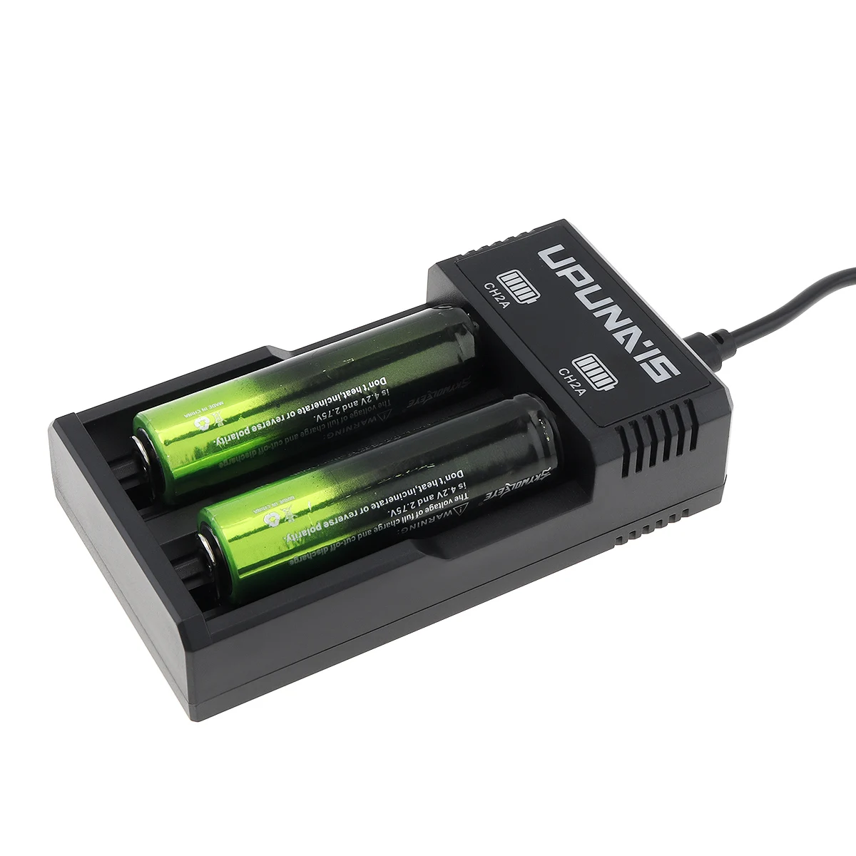 Ch2a porta usb slots duplos carregador de bateria universal eletrônico portátil adequado para 26650 18650 18500 18350 17670 16340 10440