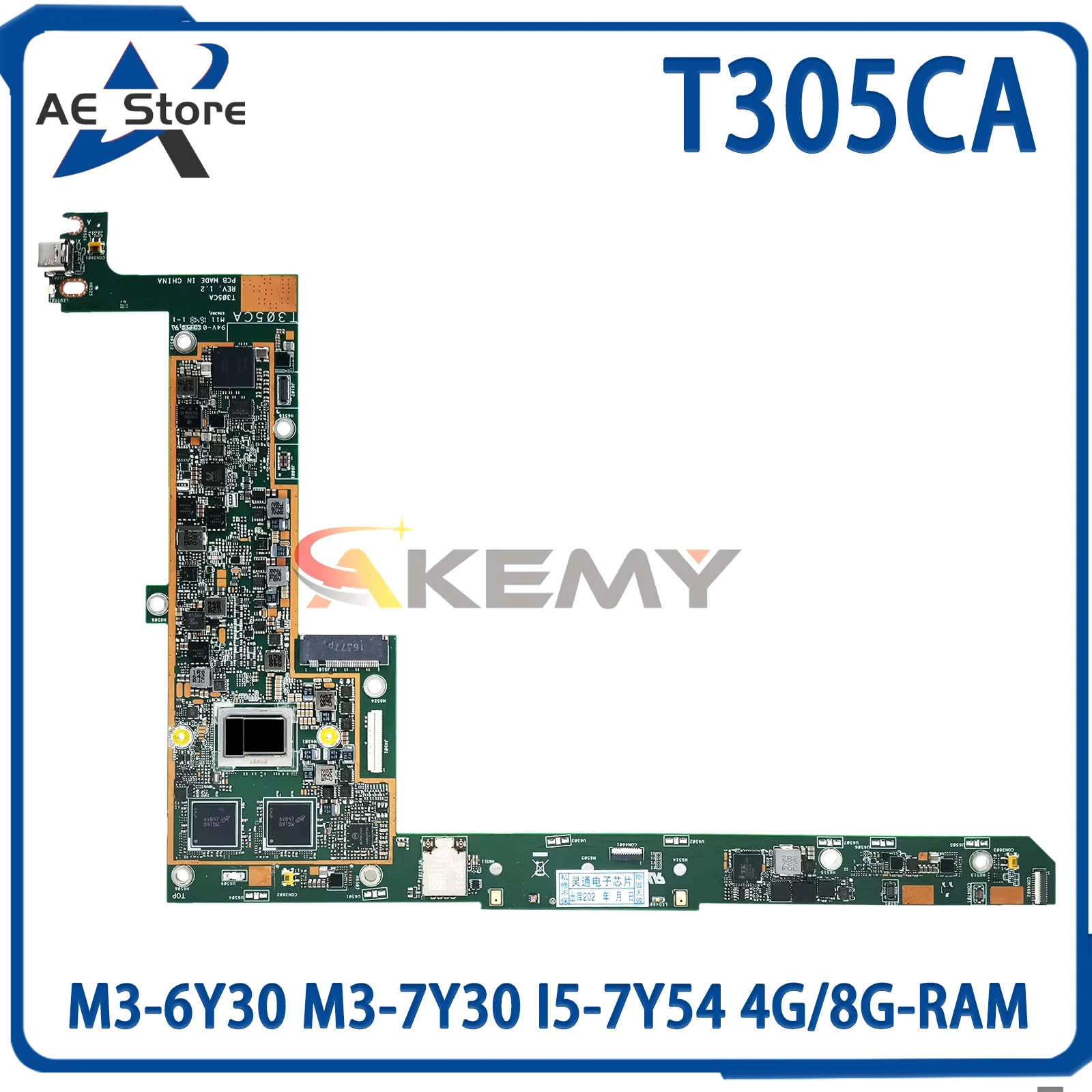 AE T305CA Laptop Motherboard For ASUS Transformer 3 T305C Mainboard M3-6Y30 M3-7Y30 I5-7Y54 4G/8G-RAM 100% Working TEST