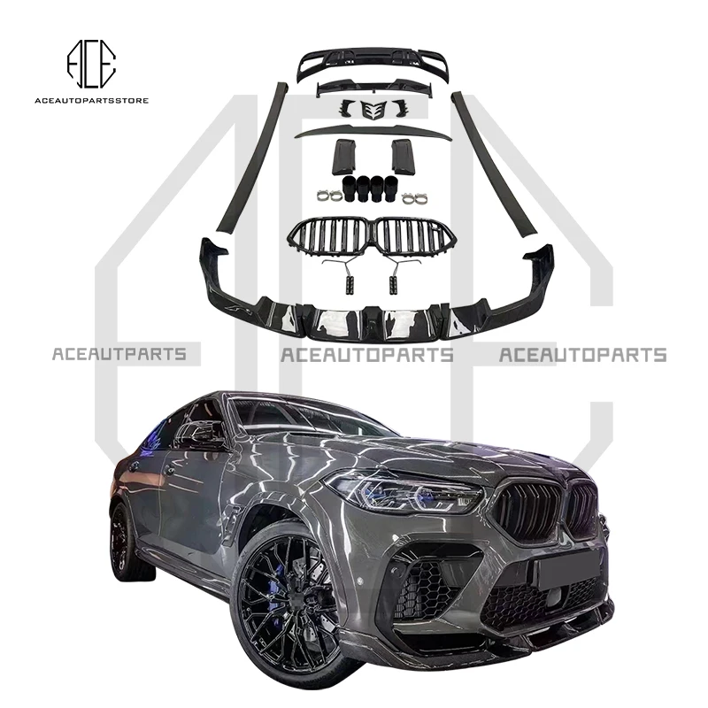 Body Kit For BMW X6 G06 X6M F96 Carbon Front Lip Rear Diffuser Side Skirt Rear Spoiler