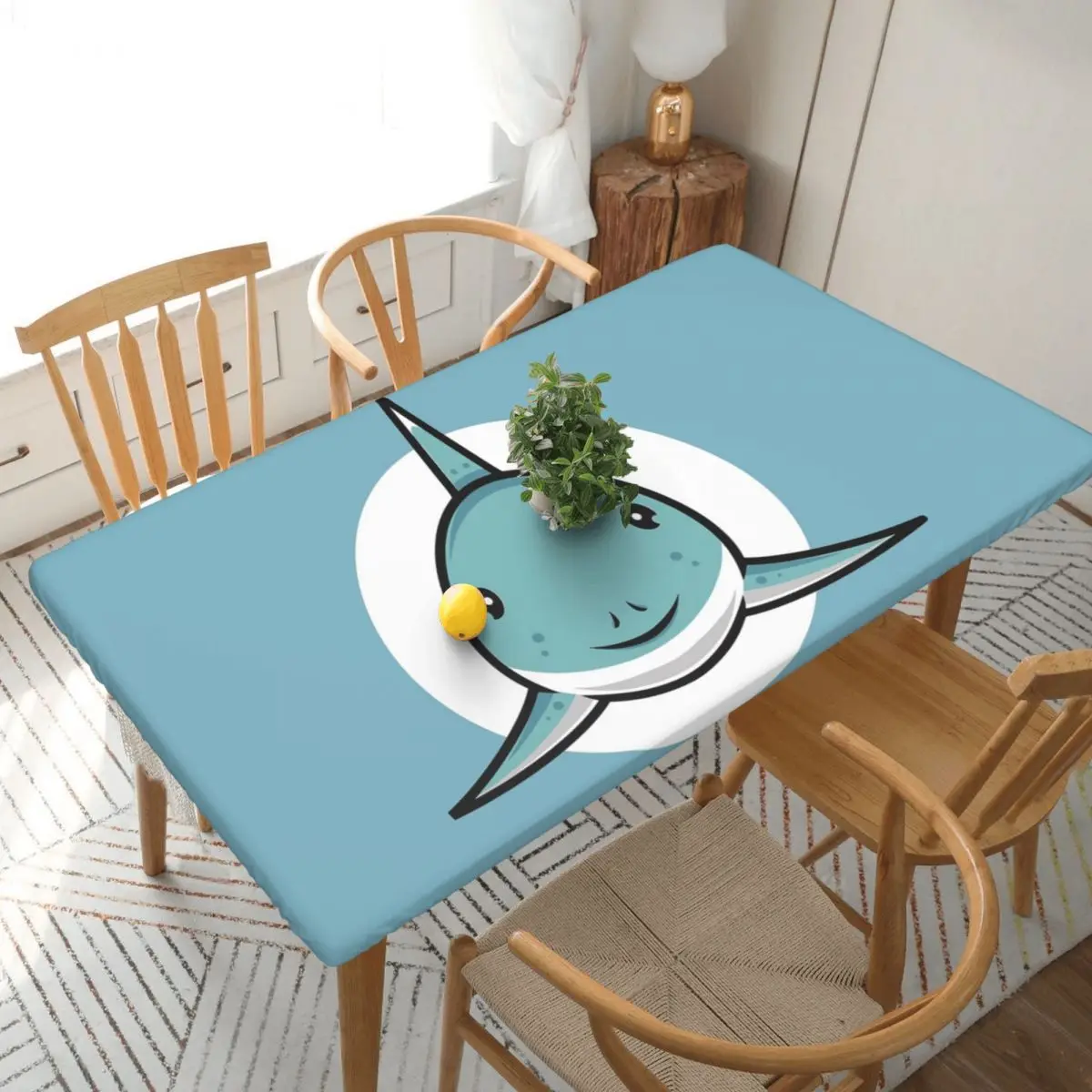 Cute Shark Customized Rectangular Tablecloth Waterproof Table Cover for Festival Party Decorations Table Cloth