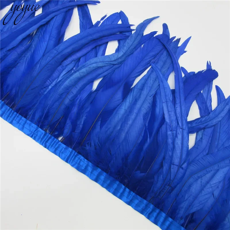 YOYUE 10yard Natural Chicken Rooster Tail Feather Trims 35-40CM Wedding Dress Skirt Party Clothing Decoration DIY Craft Feathers