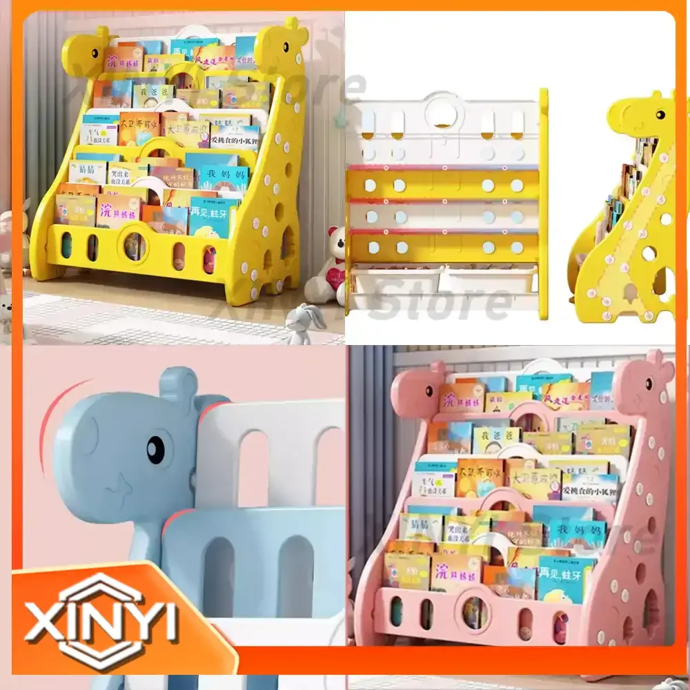 Children's Bookshelf for Kids Picture Book Rack for Toddlers Baby Home Floor Toy Storage Rack Bookcase Reading Corner Two in