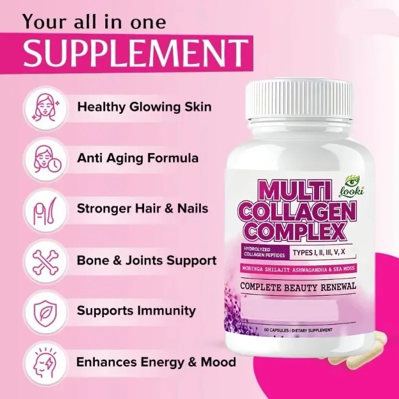 Hydrolyzed Collagen -I, II, III, V, X Types, Containing Shilajit, Moringa, Nori, Hyaluronic Acid and Other -92+trace Minerals