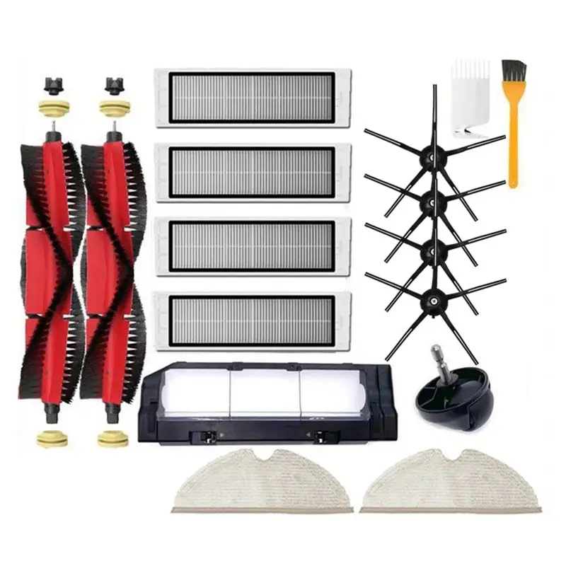 Комплект аксессуаров BAAO: основная и боковые щетки, HEPA-фильтр, тряпка для влажной уборки, переднее колесо для робота-пылесоса Xiaomi Roborock Xiaowa E20 E202 E202-00 E202-02