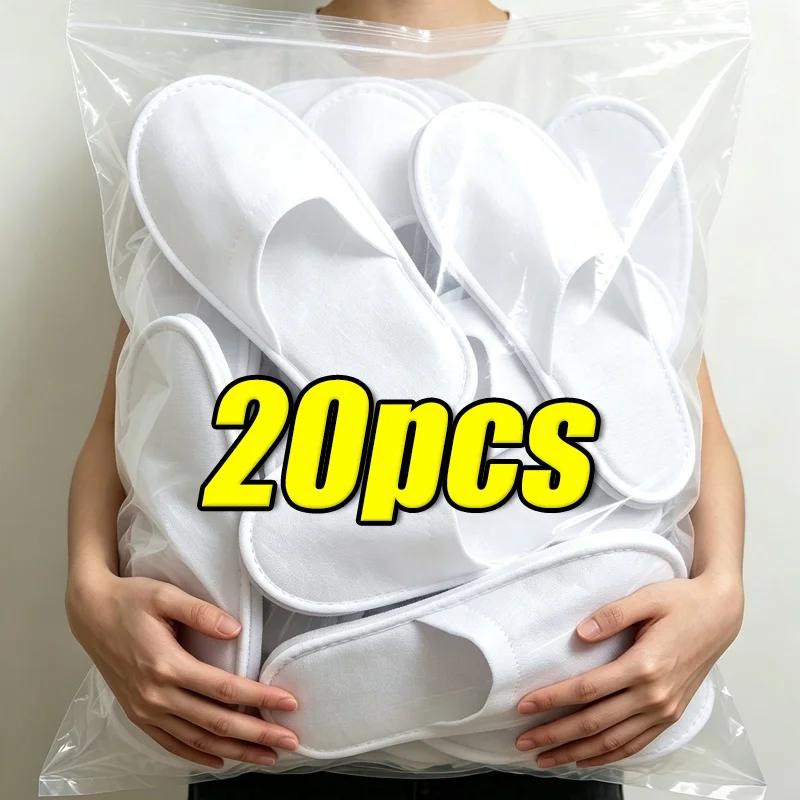 

2-10Pairs Hotel Slippers Men Womens White Travel Disposable Cotton Home Hospitality Shoes SPA Guest Slides Individually Packaged